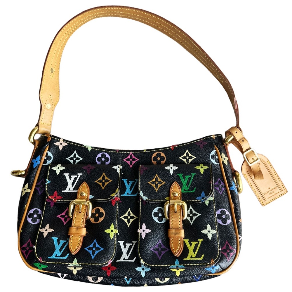 Authentic💕 Louis Vuitton PM shoulder bag black noir multicolor - Picture 6 of 14